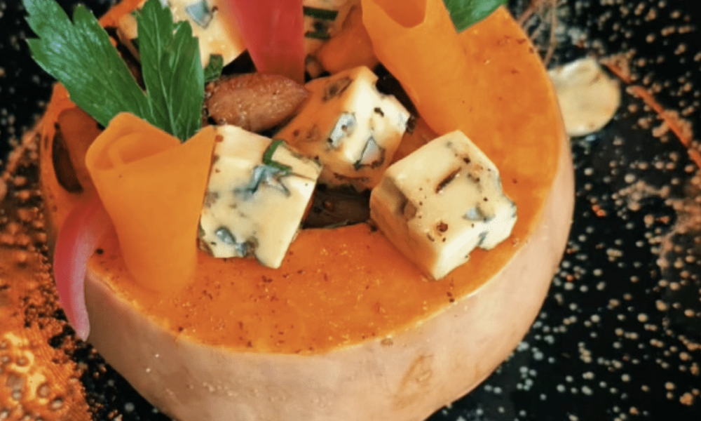 Butternut garni aux champignons et au bleu