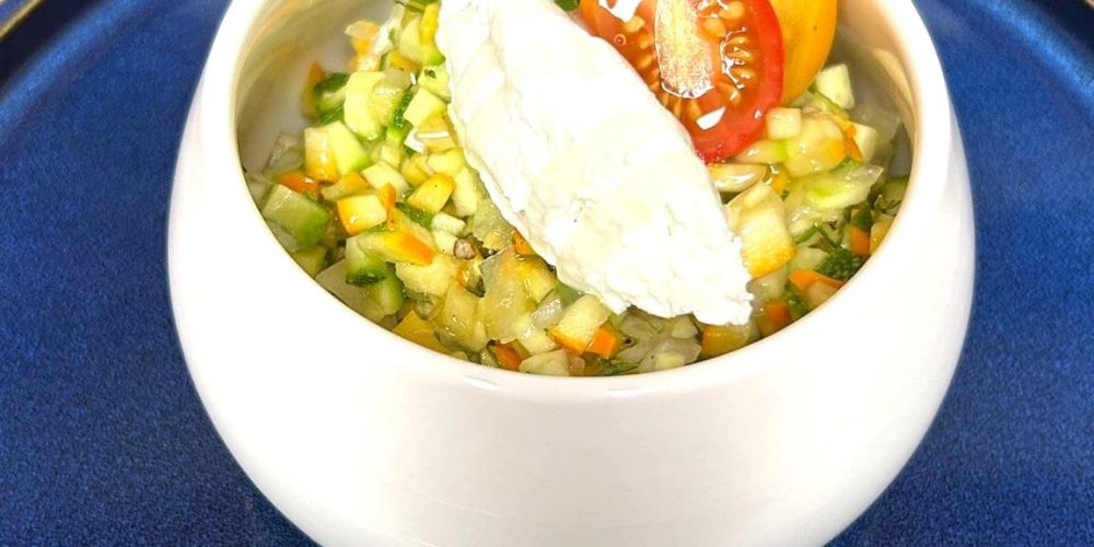 Tartare de 2 courgettes, ricotta et menthe