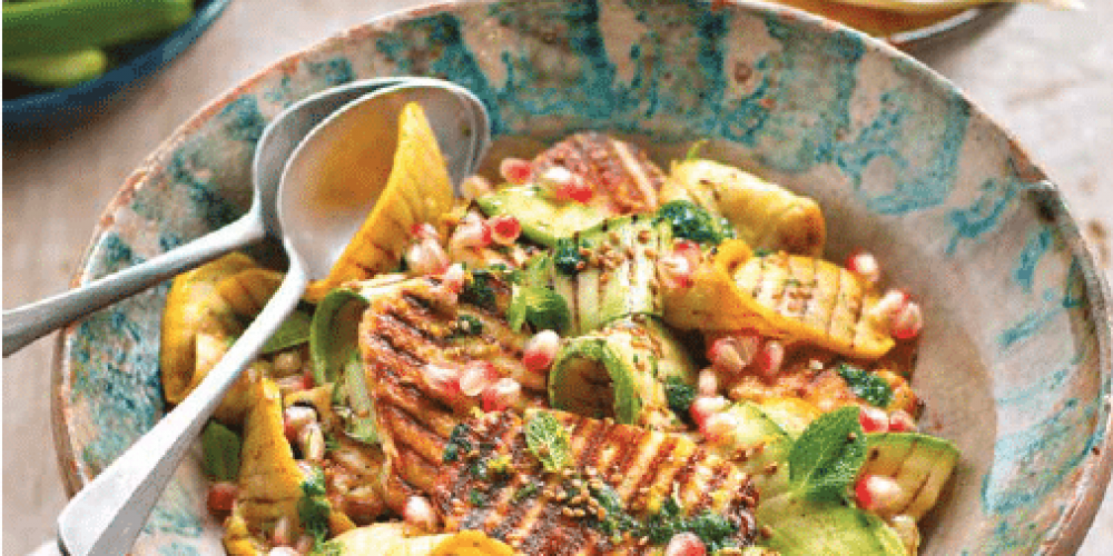 Halloumi et courgettes grillées en salade