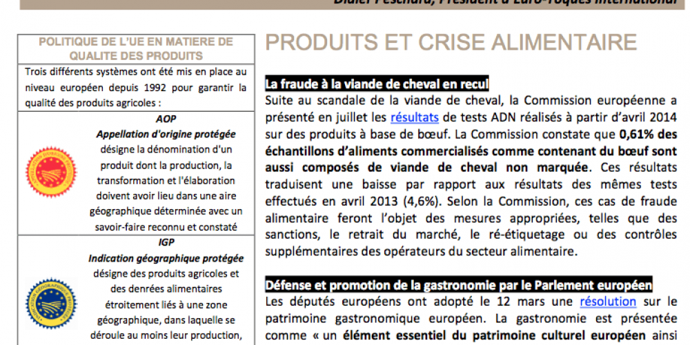 Veille européenne – 1er trimestre 2014