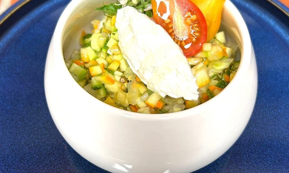 Tartare de 2 courgettes, ricotta et menthe