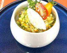 Tartare de 2 courgettes, ricotta et menthe