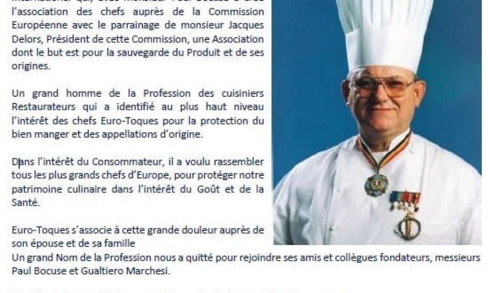 Décès du Baron Pierre Romeyer – co-Fondateur Euro-Toques