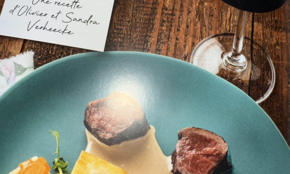 Mignon de sanglier mariné à la Négrette, crème d’ail noir, polenta crémeuse et petits légumes croquants