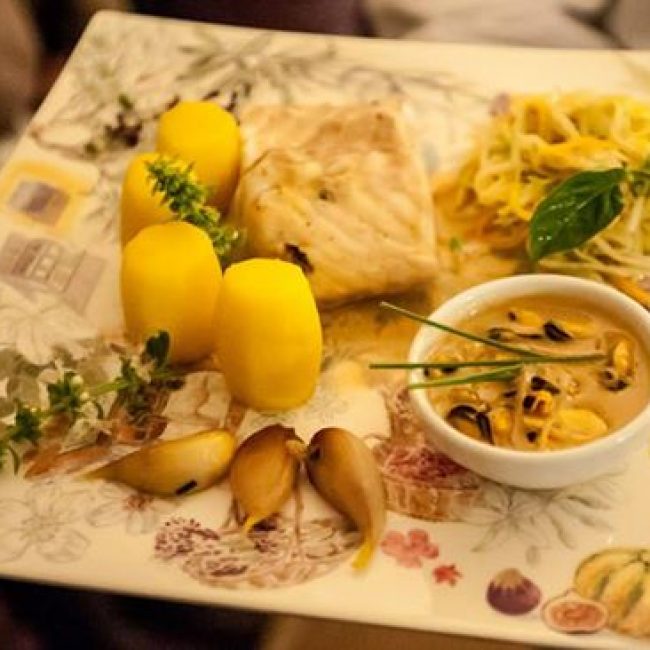 Dos de sandre rôti, broussailles de légumes et moutarde d&rsquo;Orléans